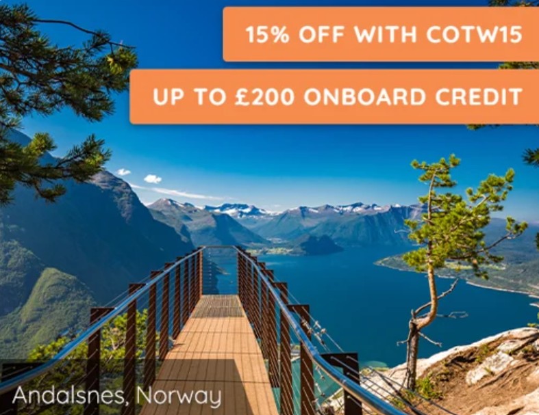 Sail with Ambassador Cruise to the stunning fjords of Norway amidst autumn foliage